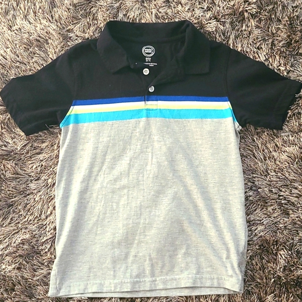 Kids Multi-Color Cotton Polo T-Shirt Boys SZ Small (6-7)